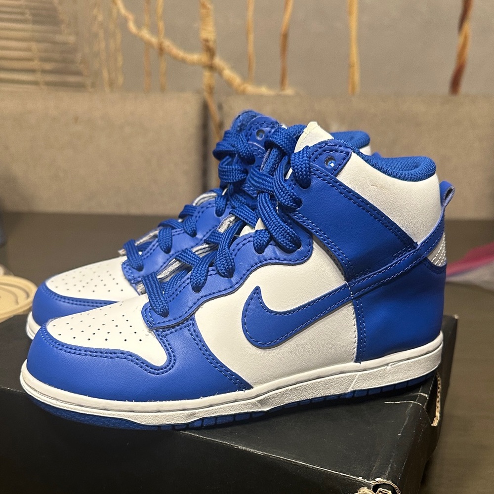 Nike dunks HI Kids Royal Blue and White Sneakers - Picture 3 of 4